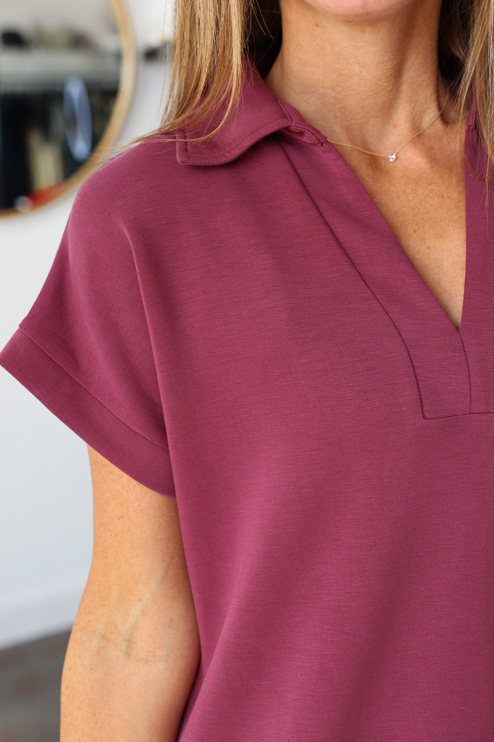 V Neck Maxi Dress - Burgundy