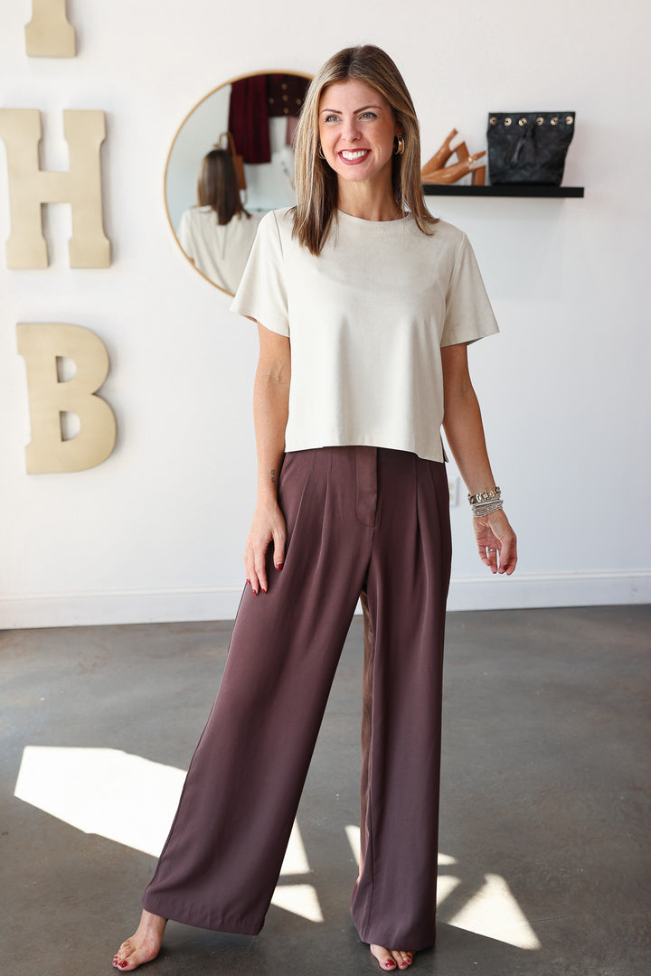 Wide Leg Dress Pants - Espresso
