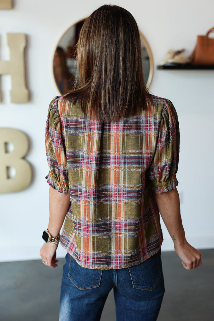 Short Sleeve Plaid Top