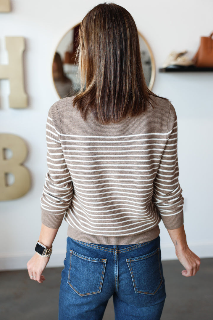 Long Sleeve Knit Sweater - Tan