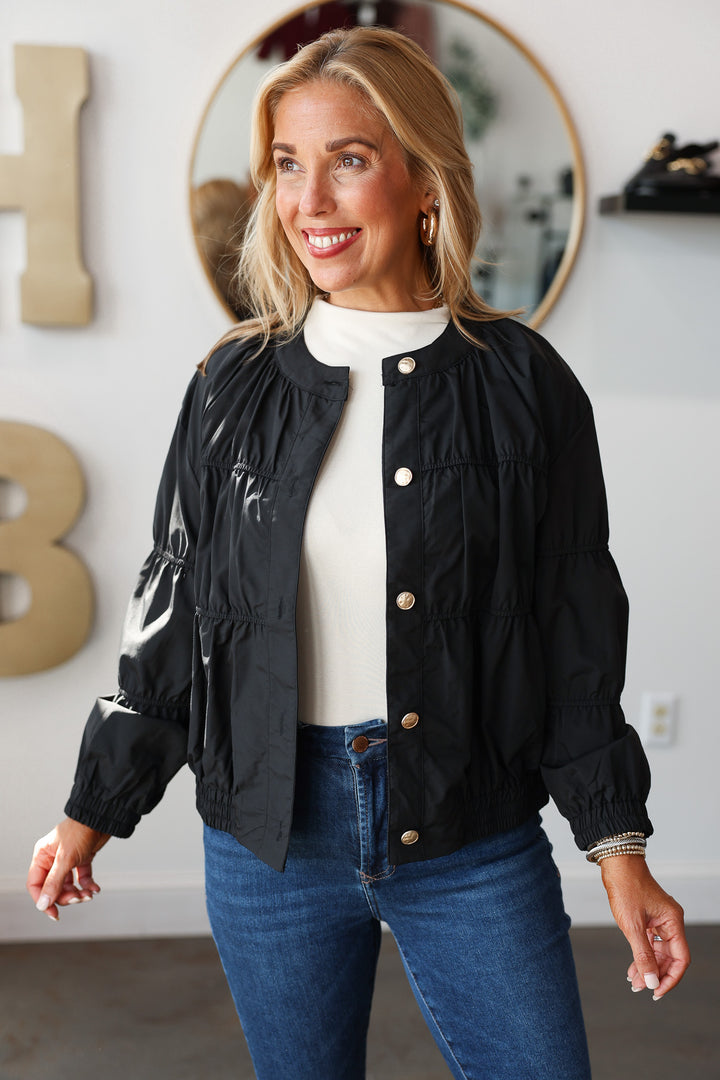 Piping Detail Jacket - Black