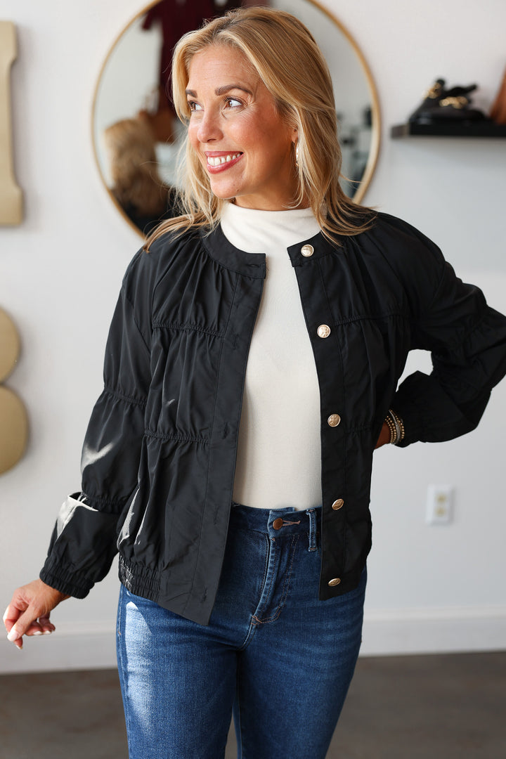 Piping Detail Jacket - Black