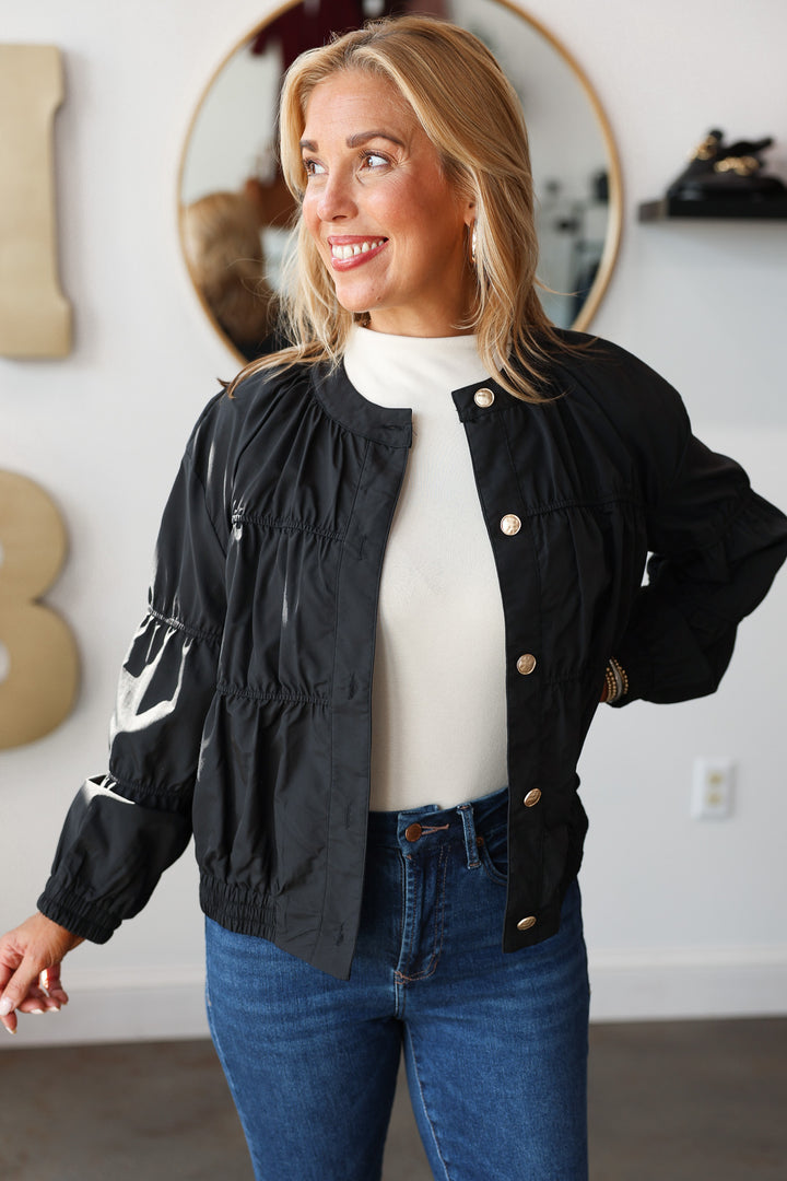 Piping Detail Jacket - Black