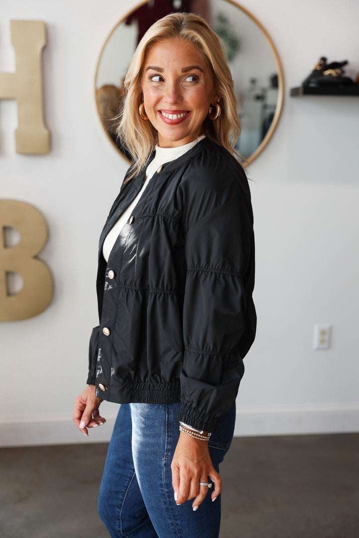 Piping Detail Jacket - Black