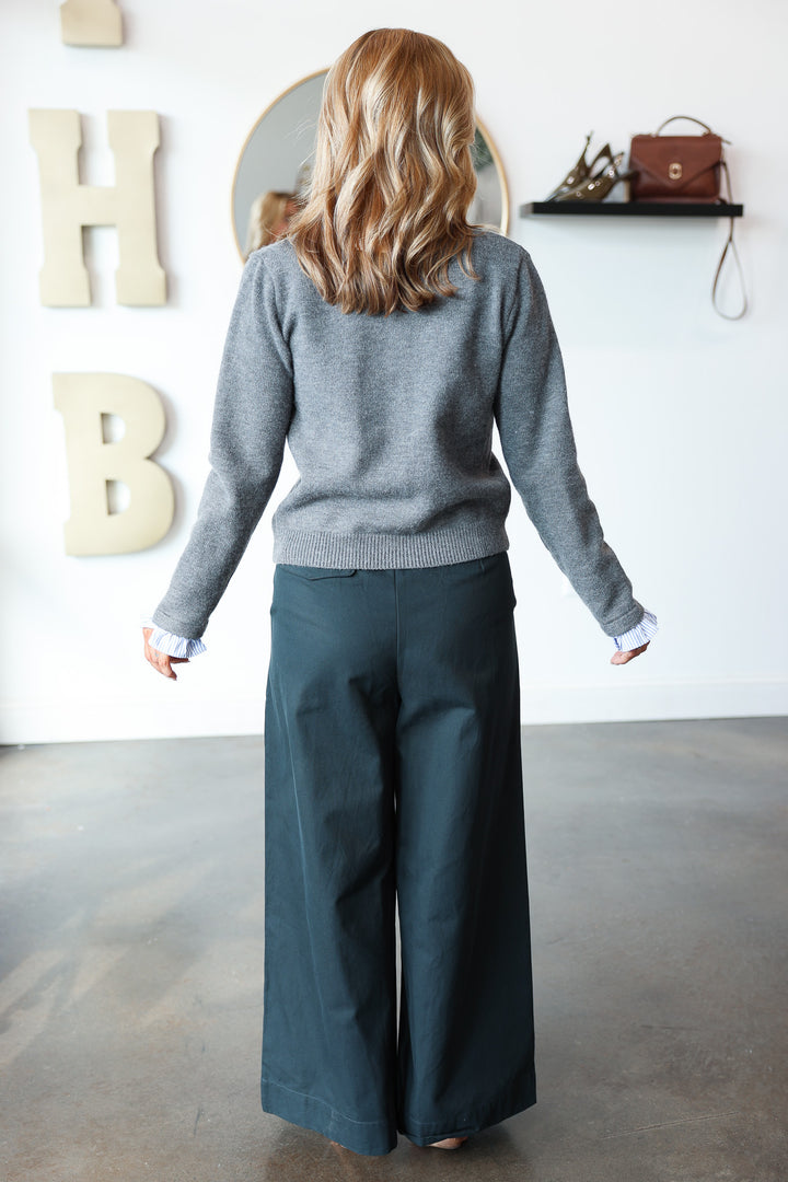 Wide Leg Trousers - Navy