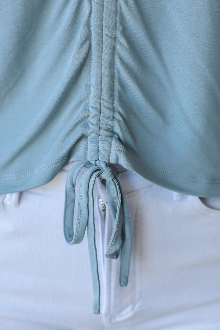 Ruched Front Top - Soft Blue