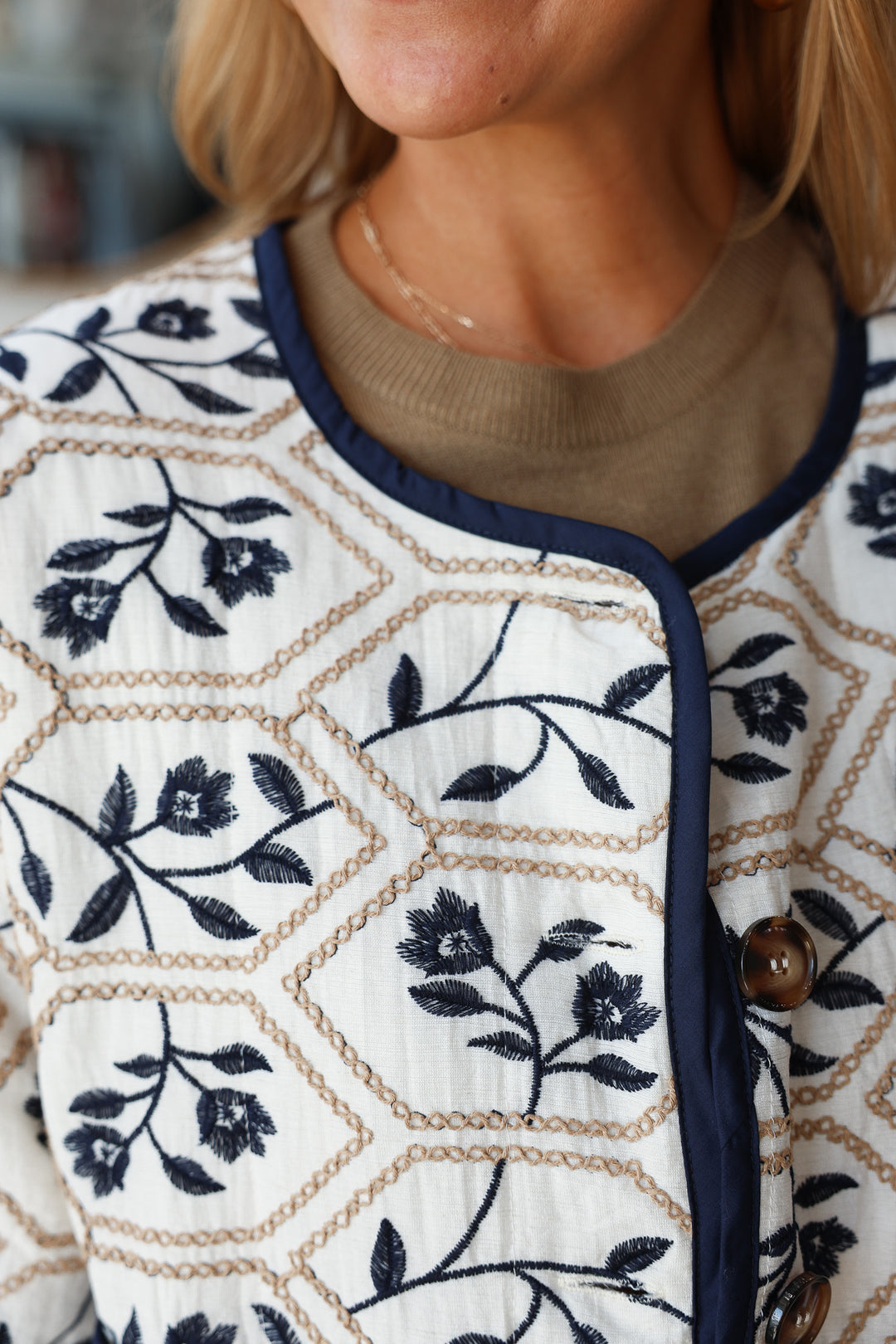 Embroidered Jacket - Navy