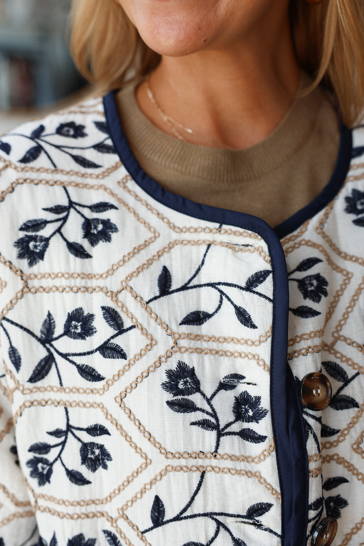Embroidered Jacket - Navy