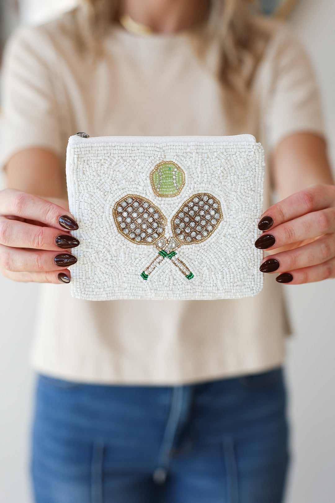 Tennis Beaded Coin Pouch