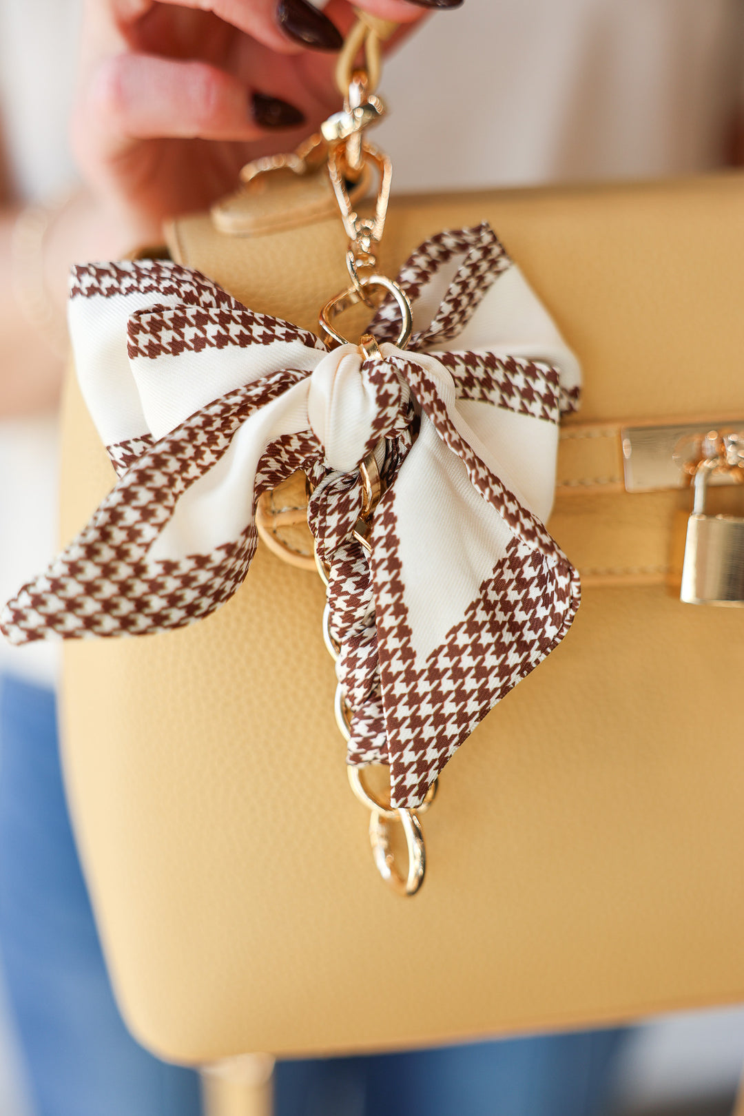 Bow Bag Charm - Houndstooth