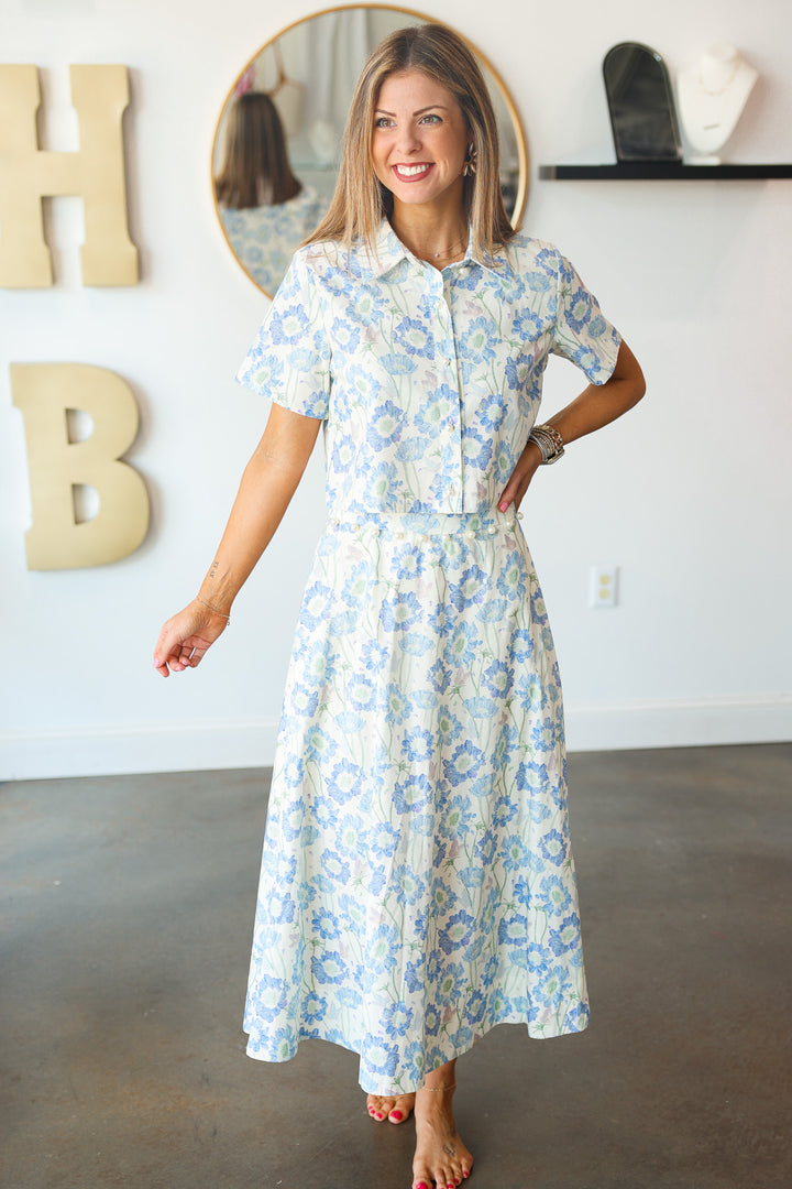 Blue Floral Set - Skirt