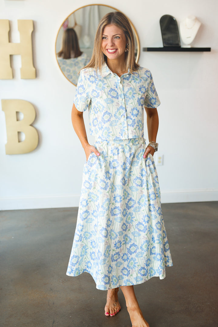 Blue Floral Set - Skirt
