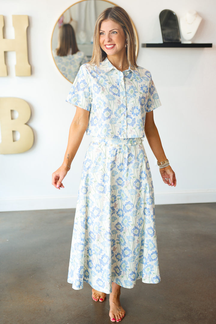 Blue Floral Set - Skirt