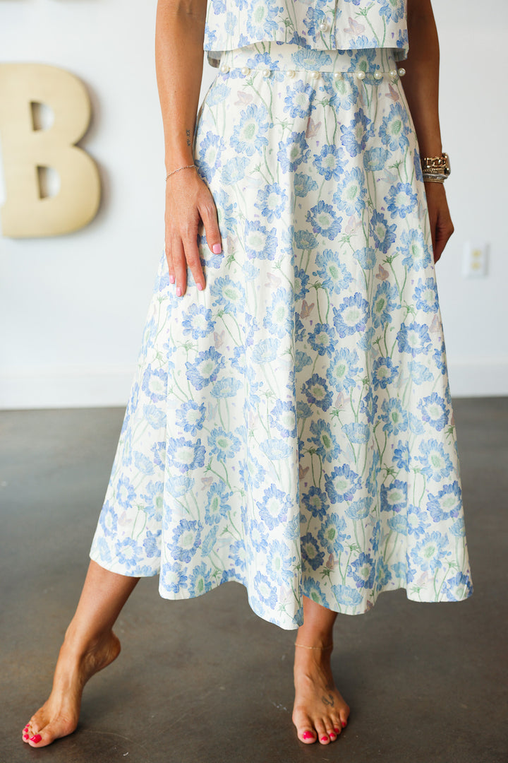 Blue Floral Set - Skirt
