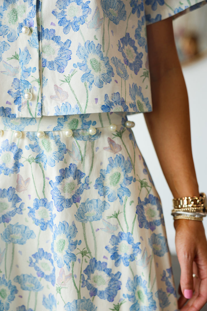 Blue Floral Set - Skirt