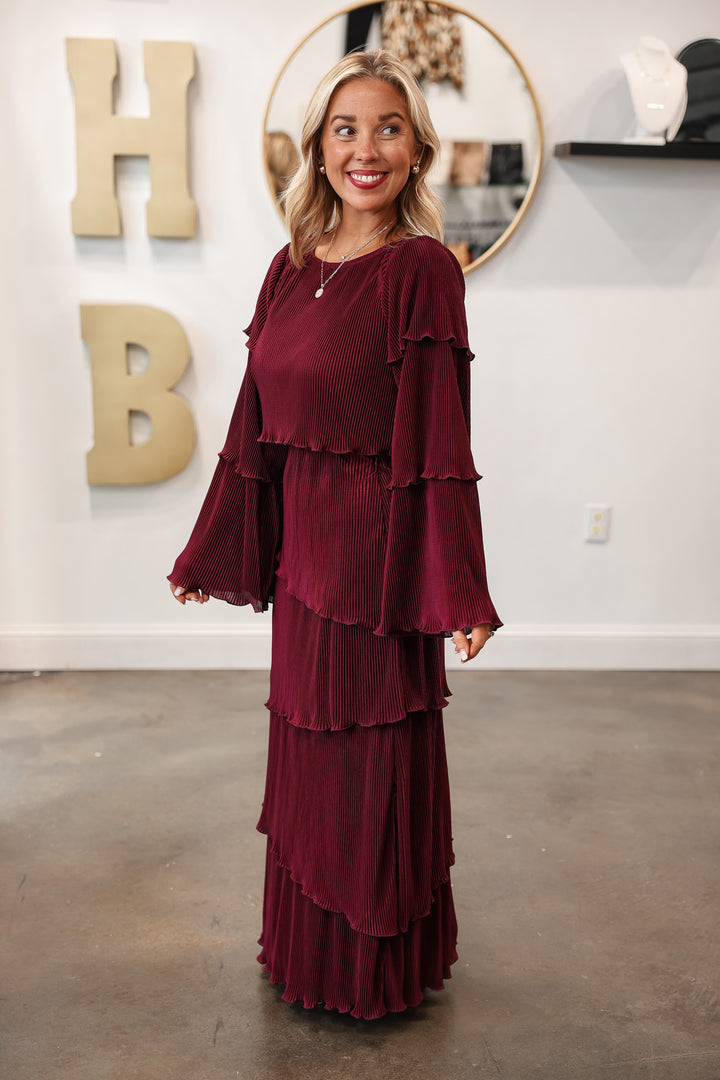 Pleated Tiered Maxi Set