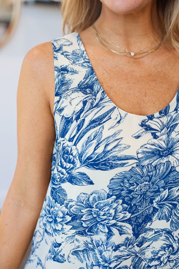 Floral Swing Dress - Blue