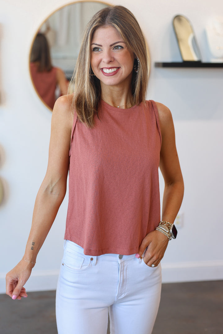 Rolled Sleeve Tank Top - Sienna