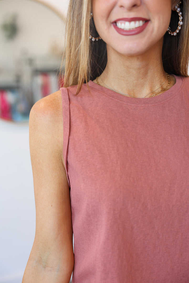 Rolled Sleeve Tank Top - Sienna