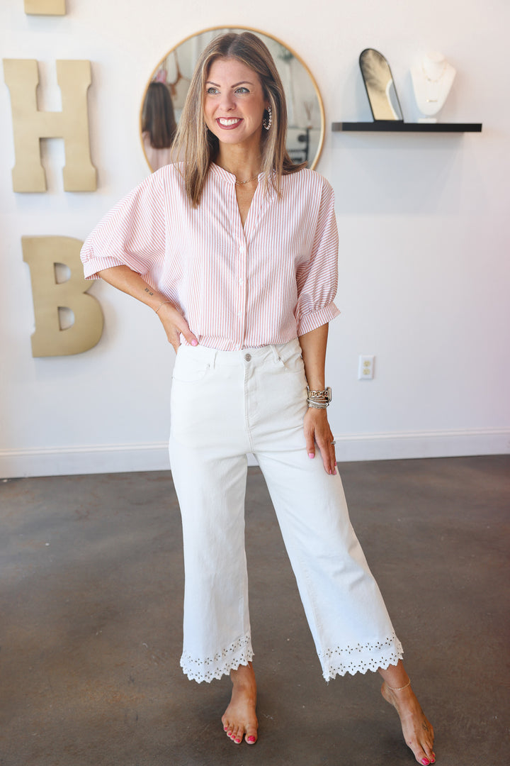 Eyelet Hem Jeans