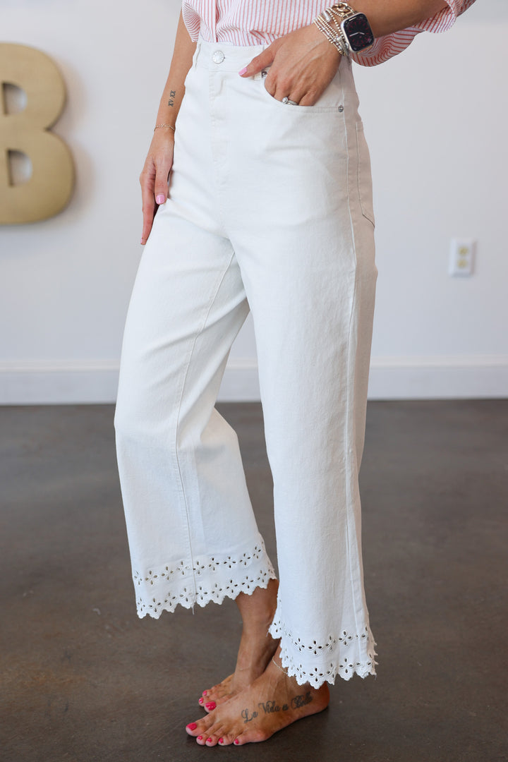 Eyelet Hem Jeans
