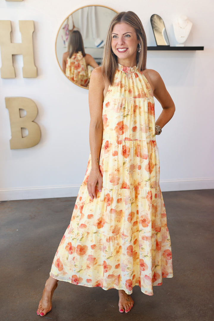Tie Back Tiered Maxi Dress
