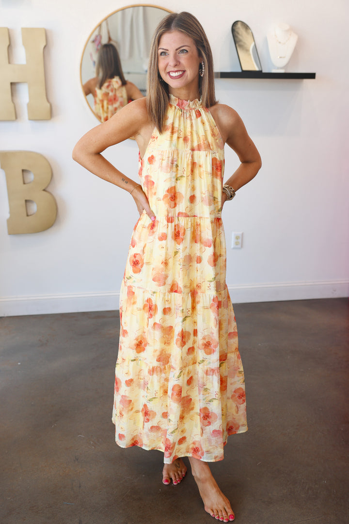 Tie Back Tiered Maxi Dress