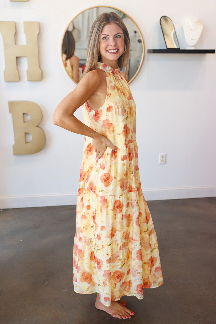 Tie Back Tiered Maxi Dress