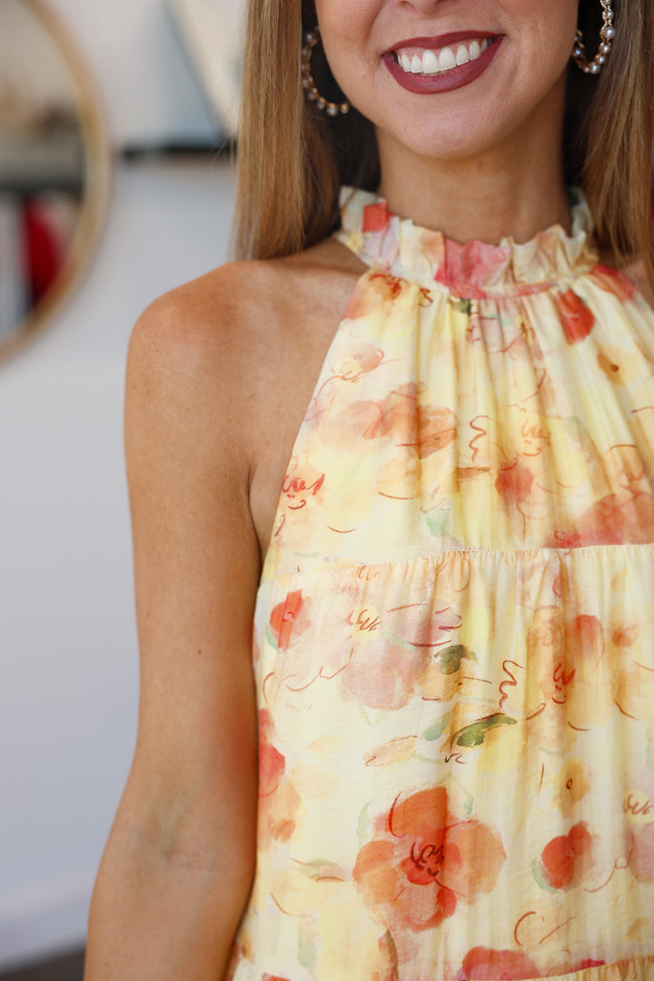 Tie Back Tiered Maxi Dress