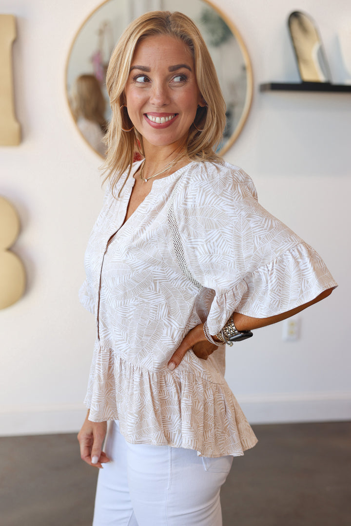 Flowy Peplum Top - Taupe
