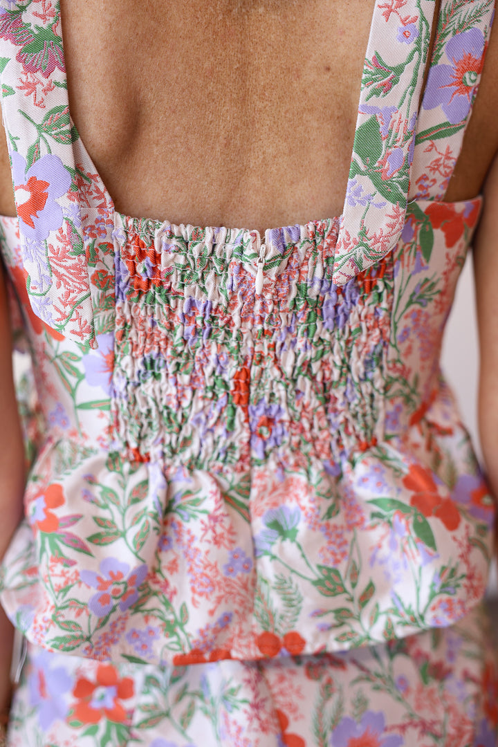 Floral Jacquard Peplum Set