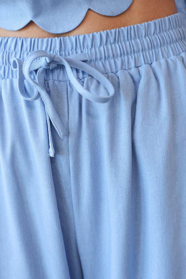Elastic Waist Pants - Blue