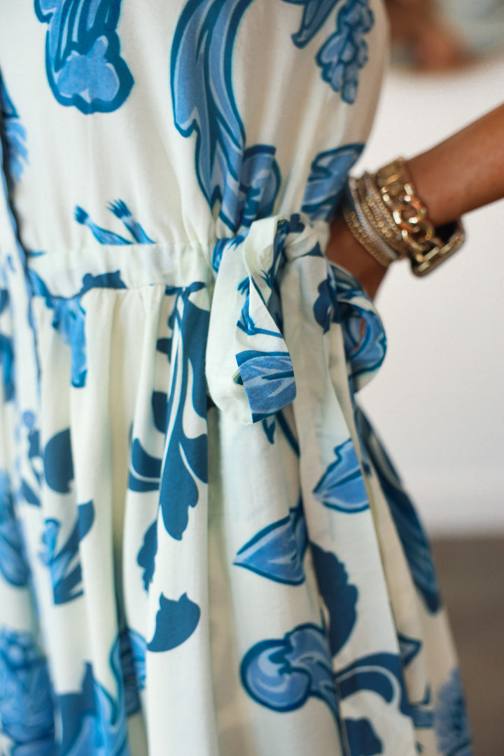 Floral Flowy Dress - Blue