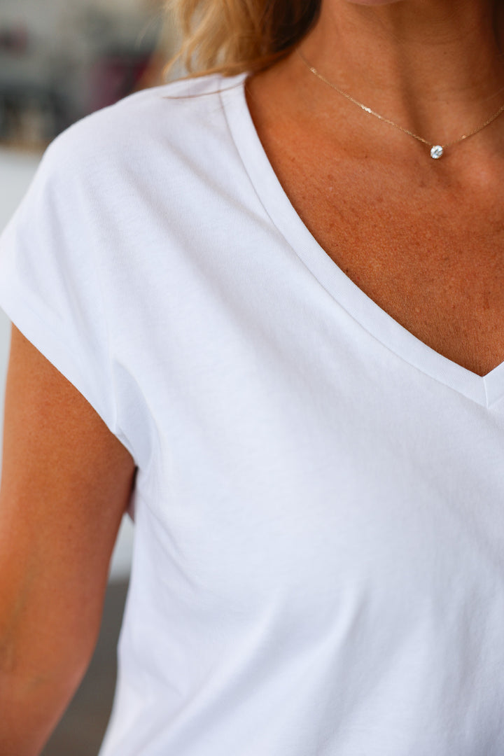 V Neck Top - Off White