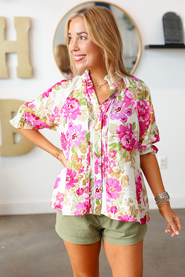 Floral Print Short Sleeve Top