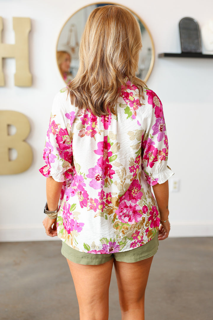 Floral Print Short Sleeve Top