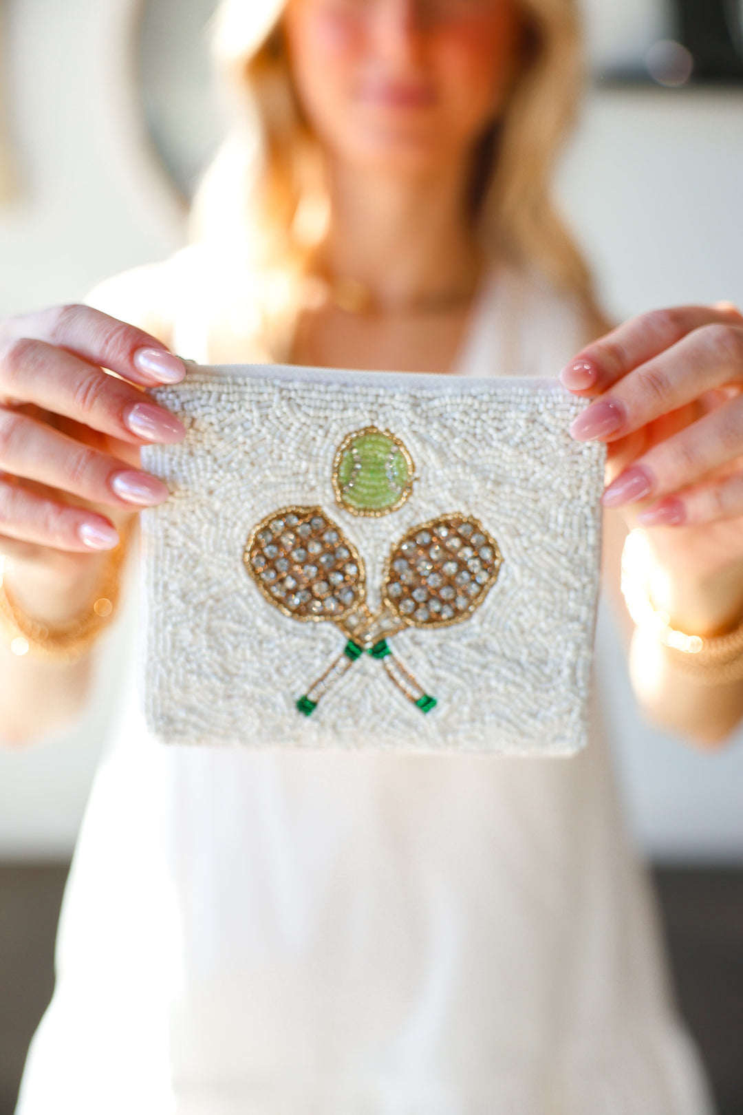 Tennis Beaded Coin Pouch
