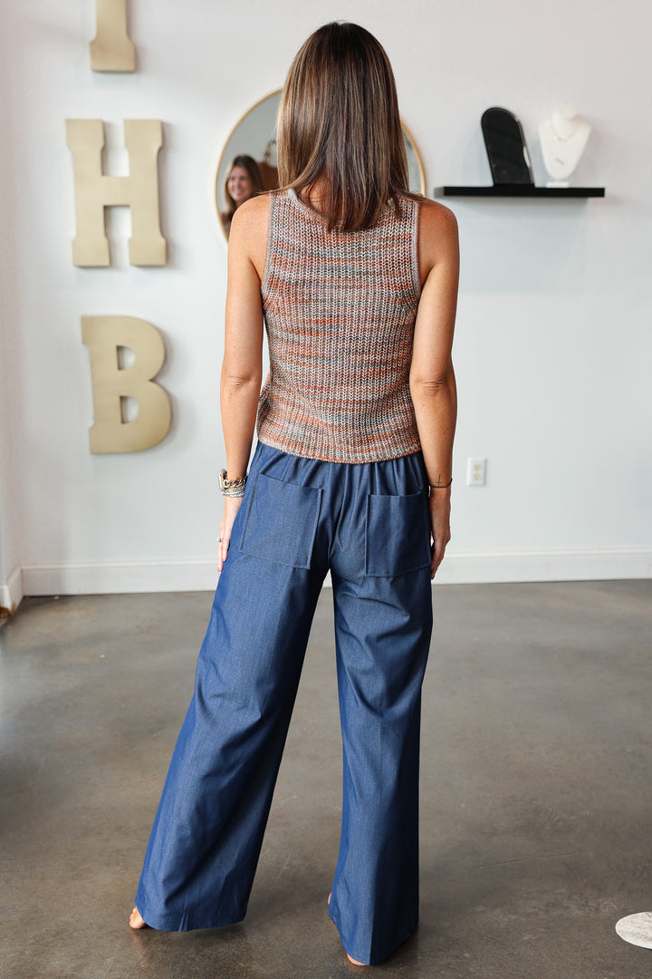 Wide Leg Pants - Dark Denim