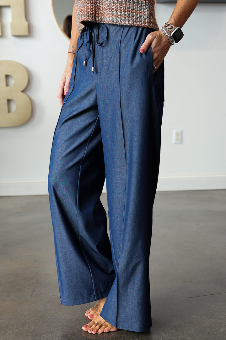 Wide Leg Pants - Dark Denim