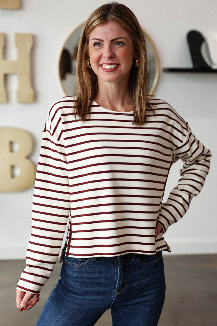 Stripe Knit Top - Wine