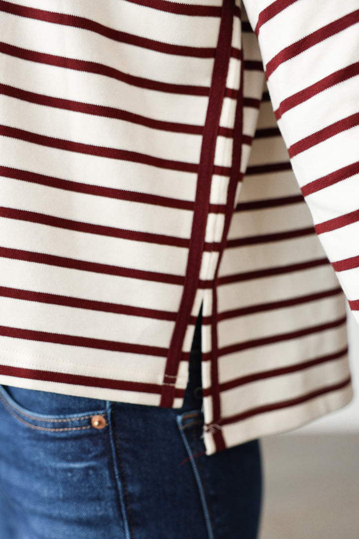 Stripe Knit Top - Wine