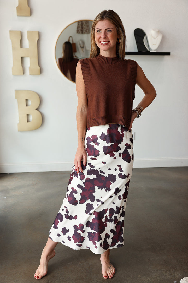Open Back Sweater Tank - Chocolate