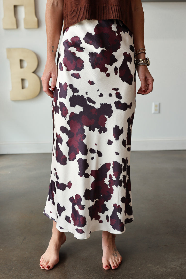 Animal Print Maxi Skirt - Cream
