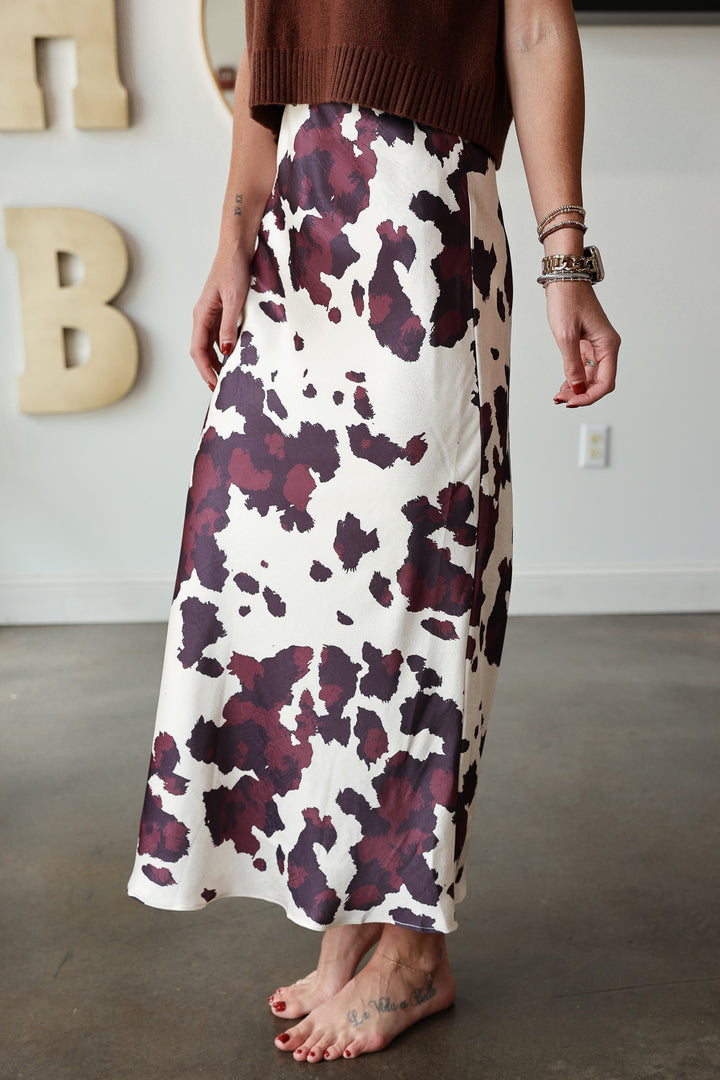 Animal Print Maxi Skirt - Cream