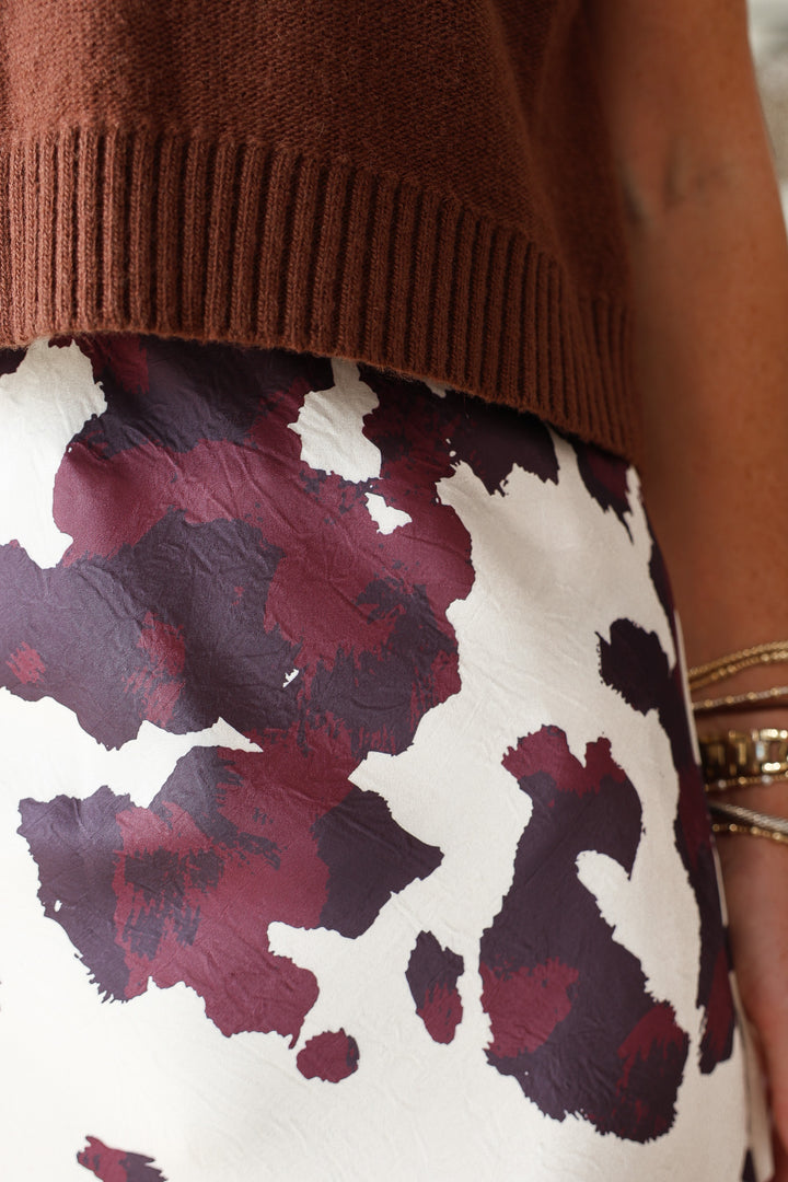 Animal Print Maxi Skirt - Cream