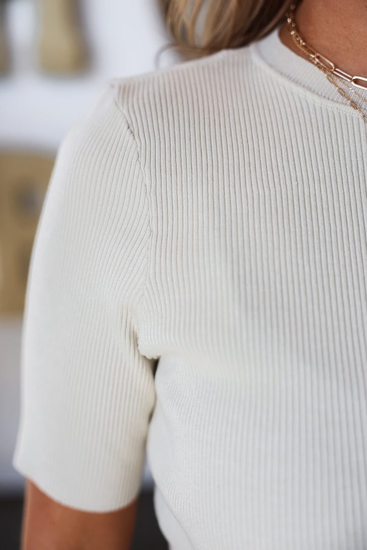 Basic Short Sleeve Top - Oyster
