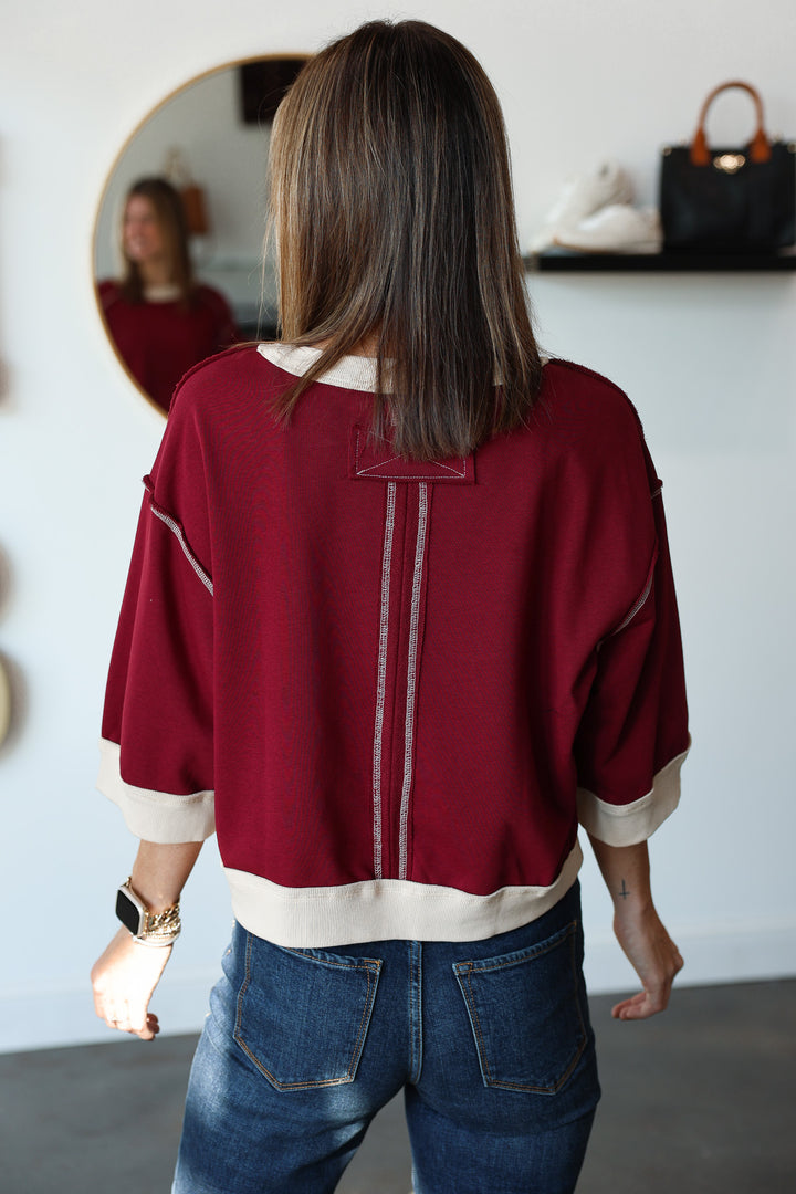Exposed Seam Top - Burgundy