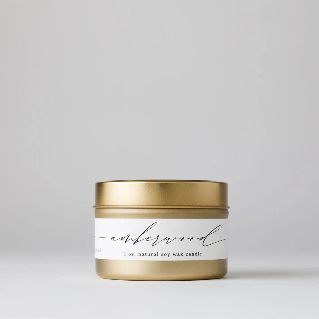 Tin Soy Candle: Amberwood