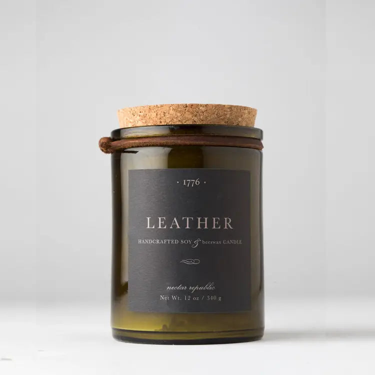 1776 Soy Beeswax Man Candle: Leather