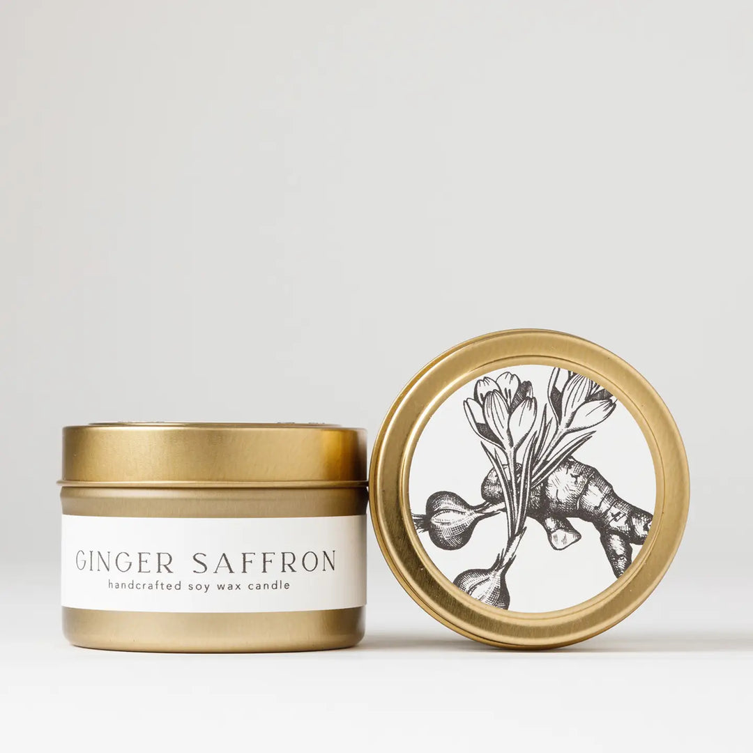 Tin Soy Candle: Ginger + Saffron